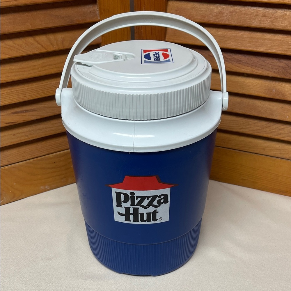 Pepsi & Pizza Hut 1984 Blue & White Beverage Cooler Jug